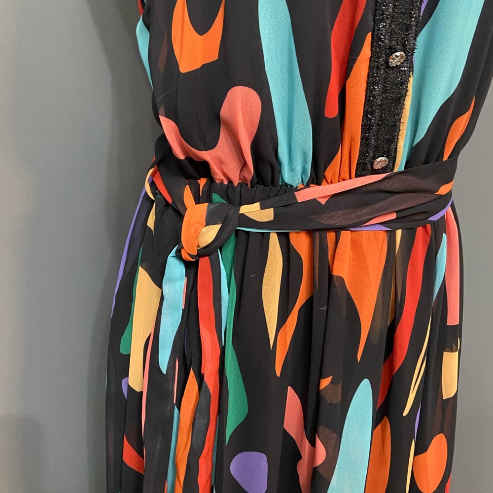 Sheer Flowy Butterfly Dress Multicolor Maxi Sleeveless Boho Whimsical Wedding S - Picture 4 of 14